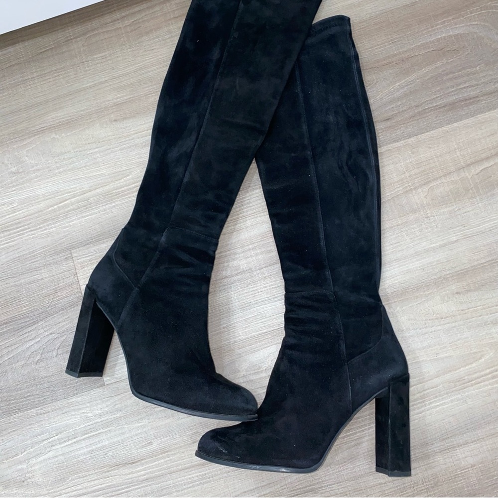 Stuart Weitzma Black Suede Heeled Boot